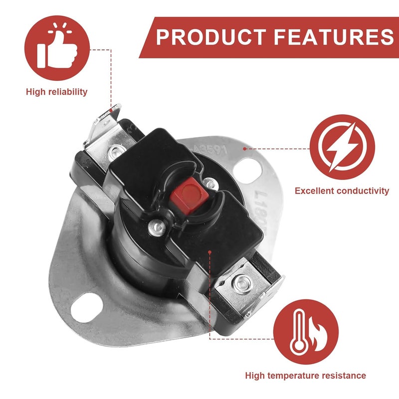 uhzz 7624A3591 Furnace Limit Switch, Compatible with Coleman Furnace Replacement Limit Switch, for Coleman and York Furnace, Limit Switch for Furnace L180F - Image 3
